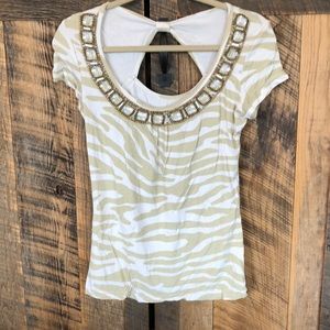 Embellished animal print tee